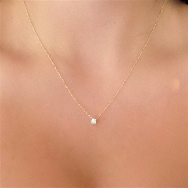 14K Gold Floating Diamond Bubble Necklace – FERKOS FJ